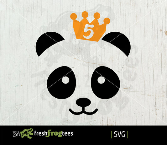 5th birthday panda SVG vector illustration fifth