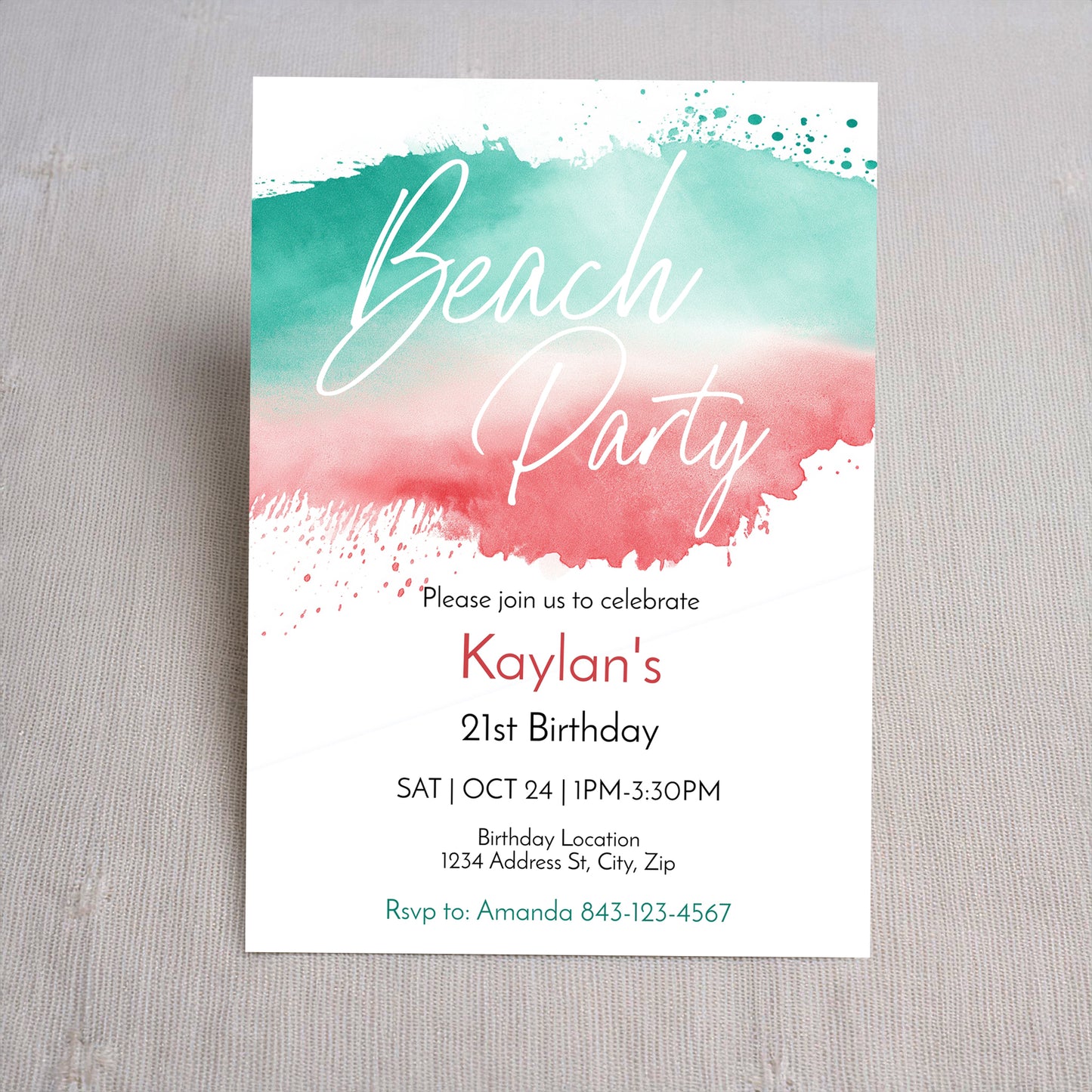 Beach Party Birthday Invitation Template