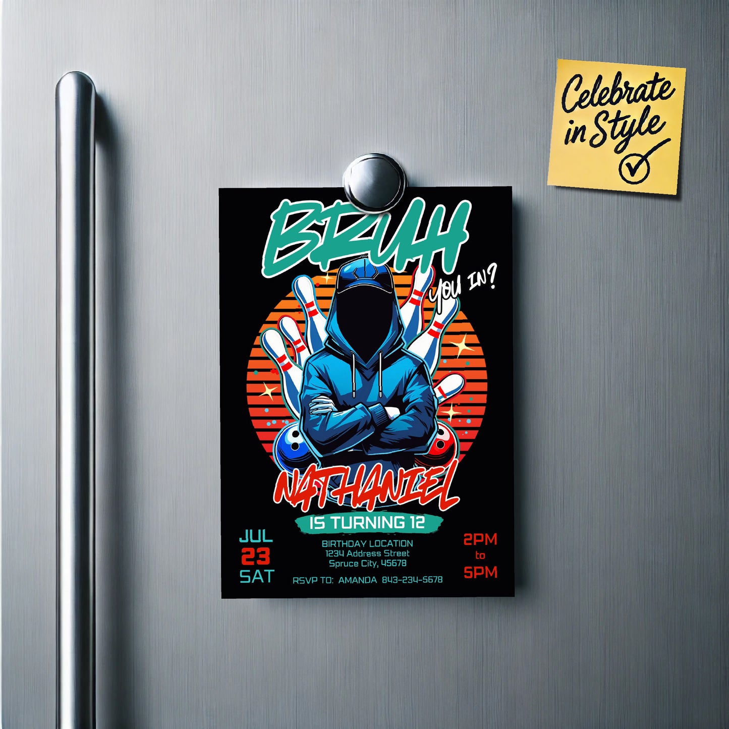 Bowling Birthday Invitation | BRUH YOU IN Teen Bowling Invite