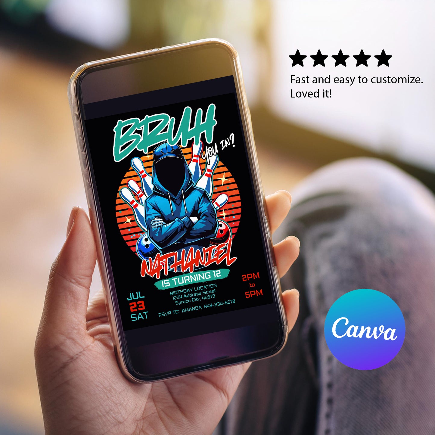 Bowling Birthday Invitation | BRUH YOU IN Teen Bowling Invite