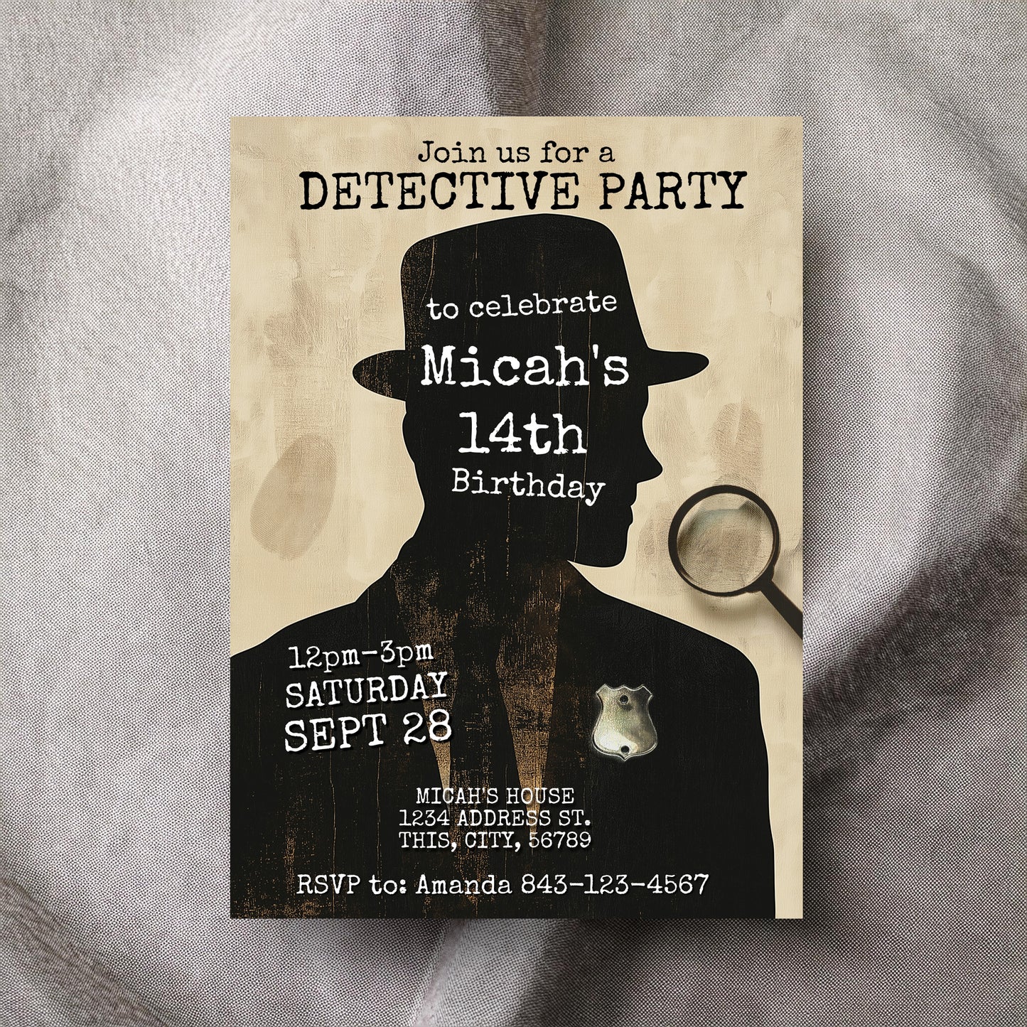 Detective Mystery Birthday Party Invitation