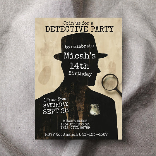 Detective Mystery Birthday Party Invitation