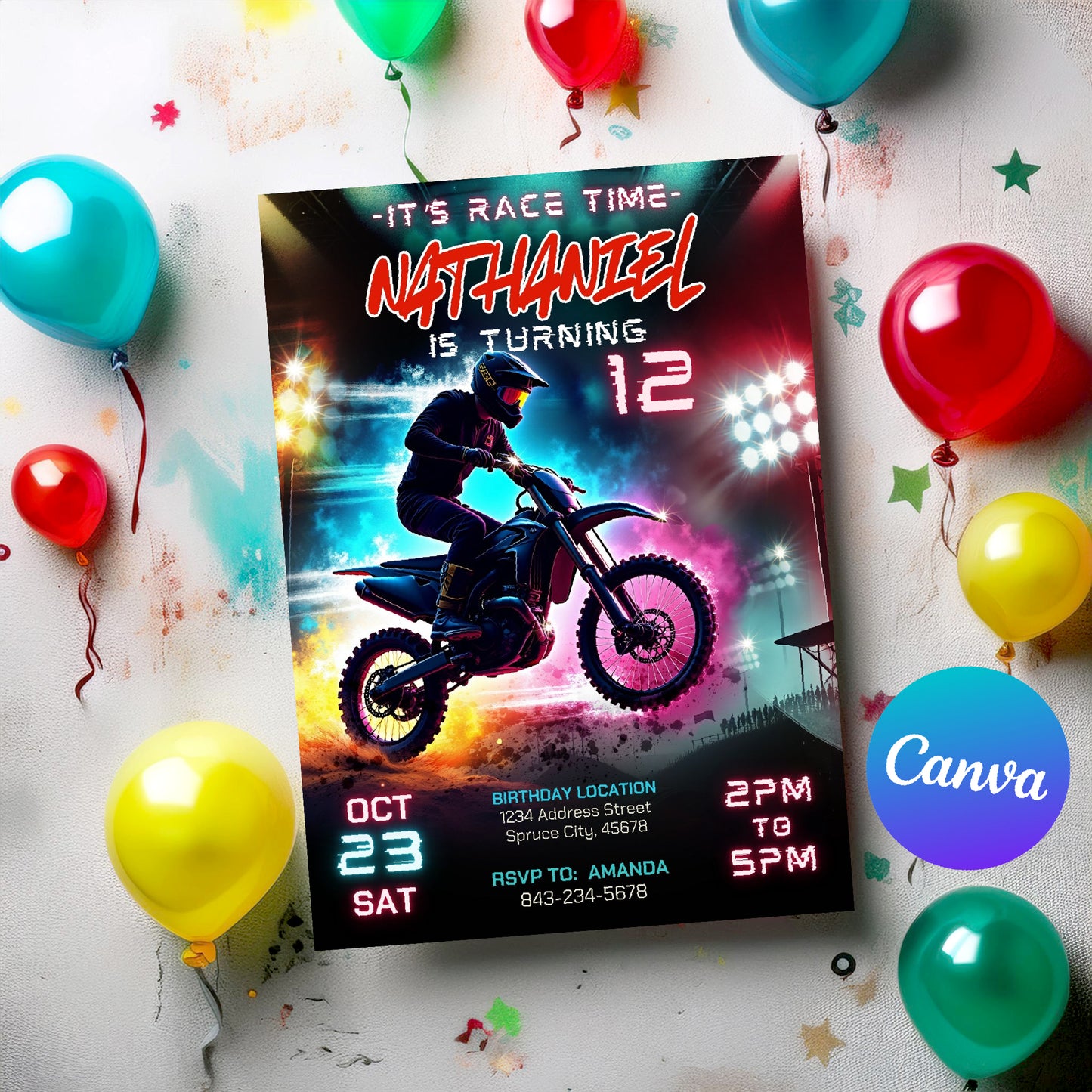 Dirt Bike Invitation | Digital Download | Editable Template