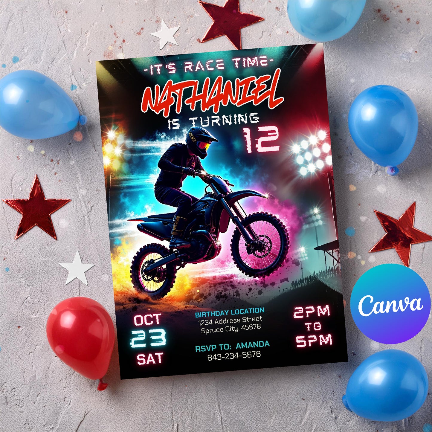 Dirt Bike Invitation | Digital Download | Editable Template