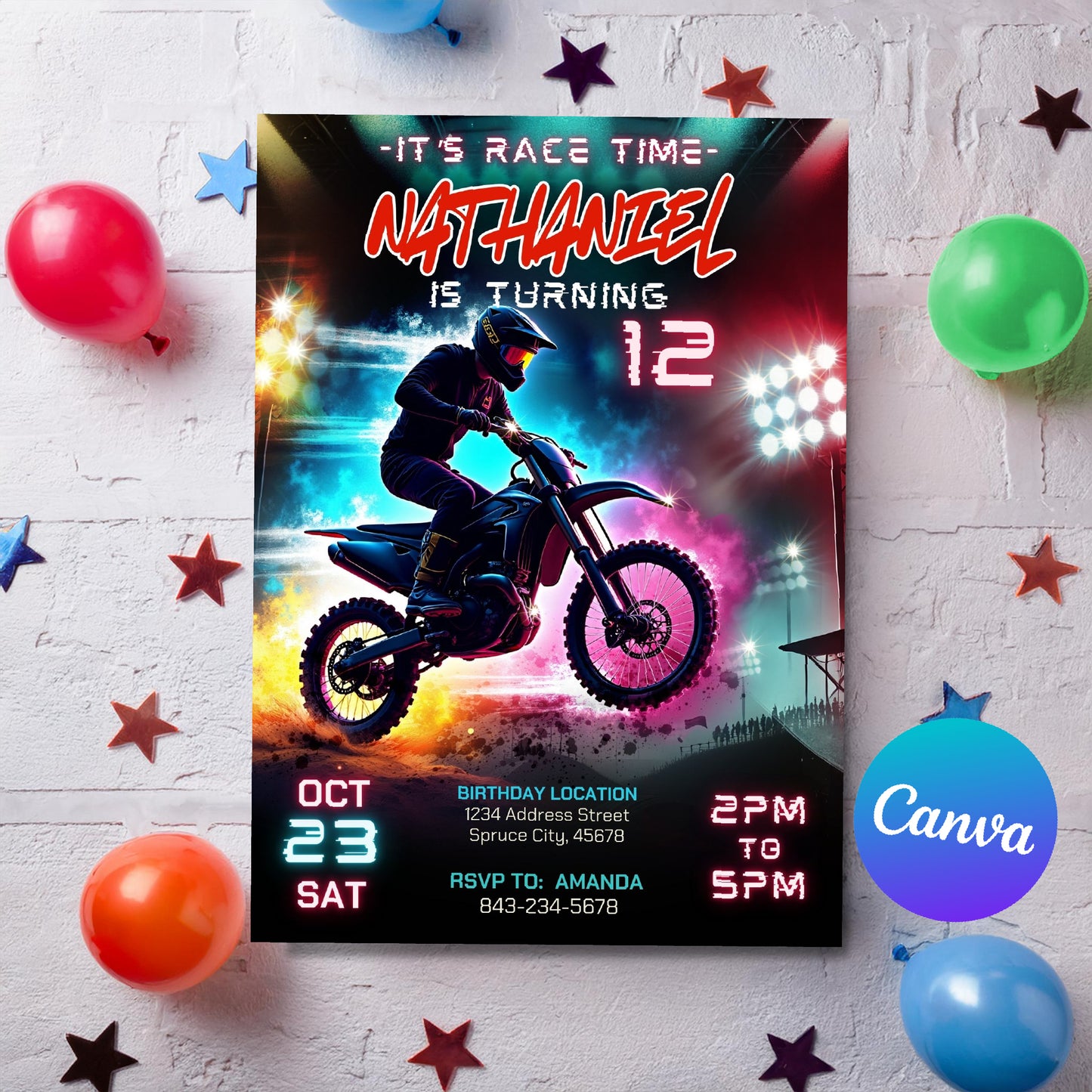 Dirt Bike Invitation | Digital Download | Editable Template