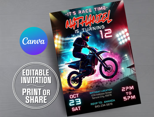 Dirt Bike Invitation | Digital Download | Editable Template