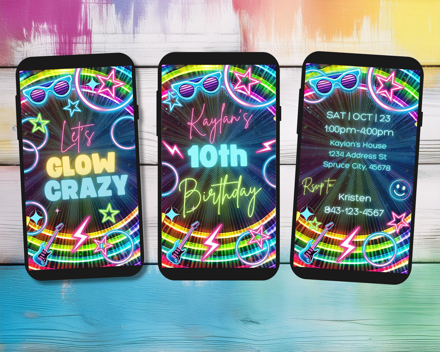 Glow party birthday invitation VIDEO