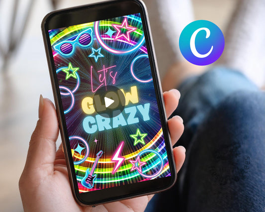 Glow party birthday invitation VIDEO