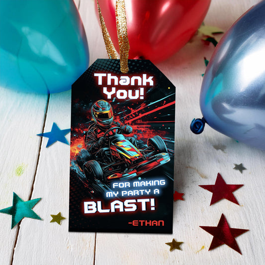 Go Kart Party Favor Thank You Tag