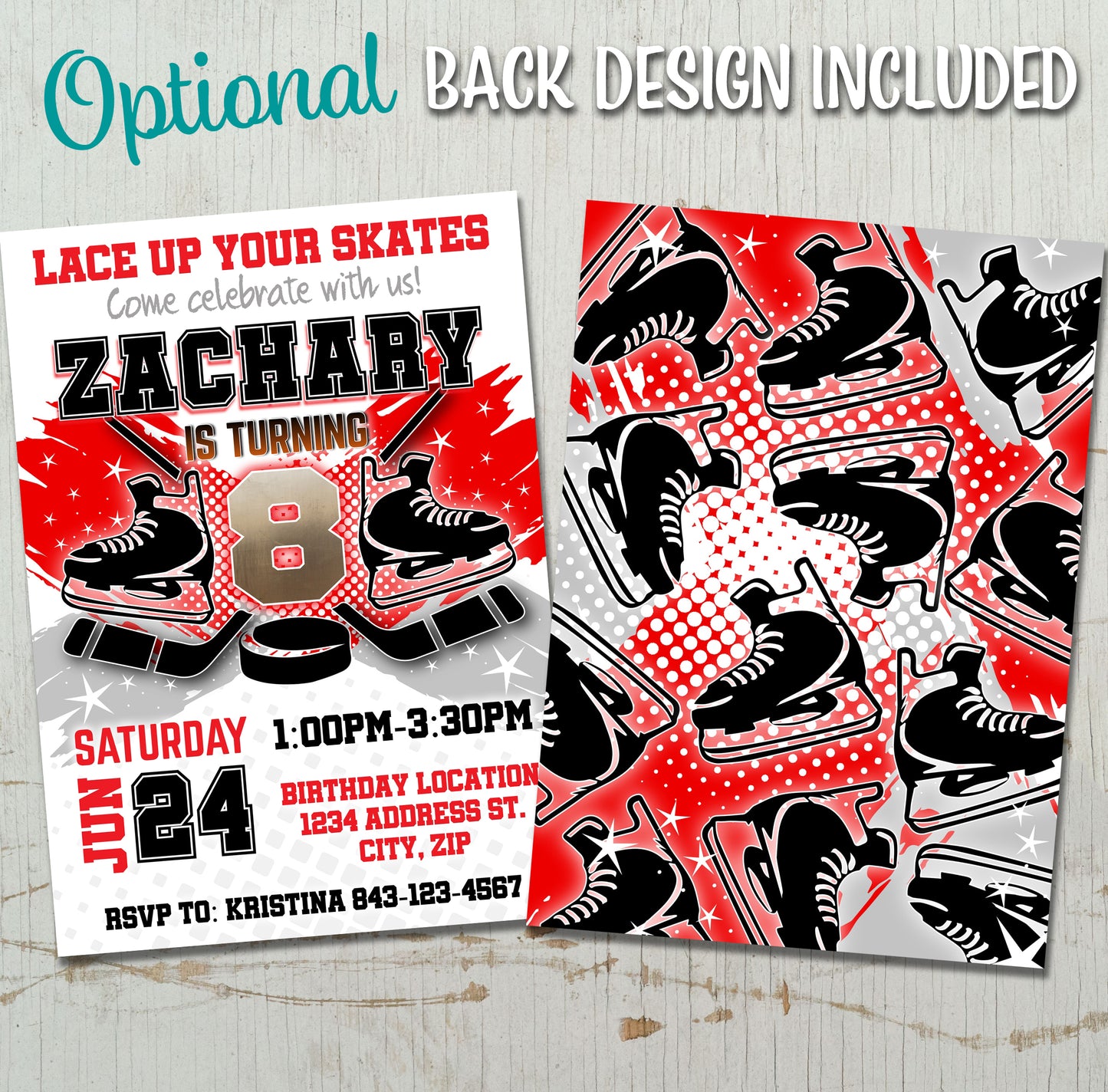 Hockey Birthday Invitation Template | Red theme