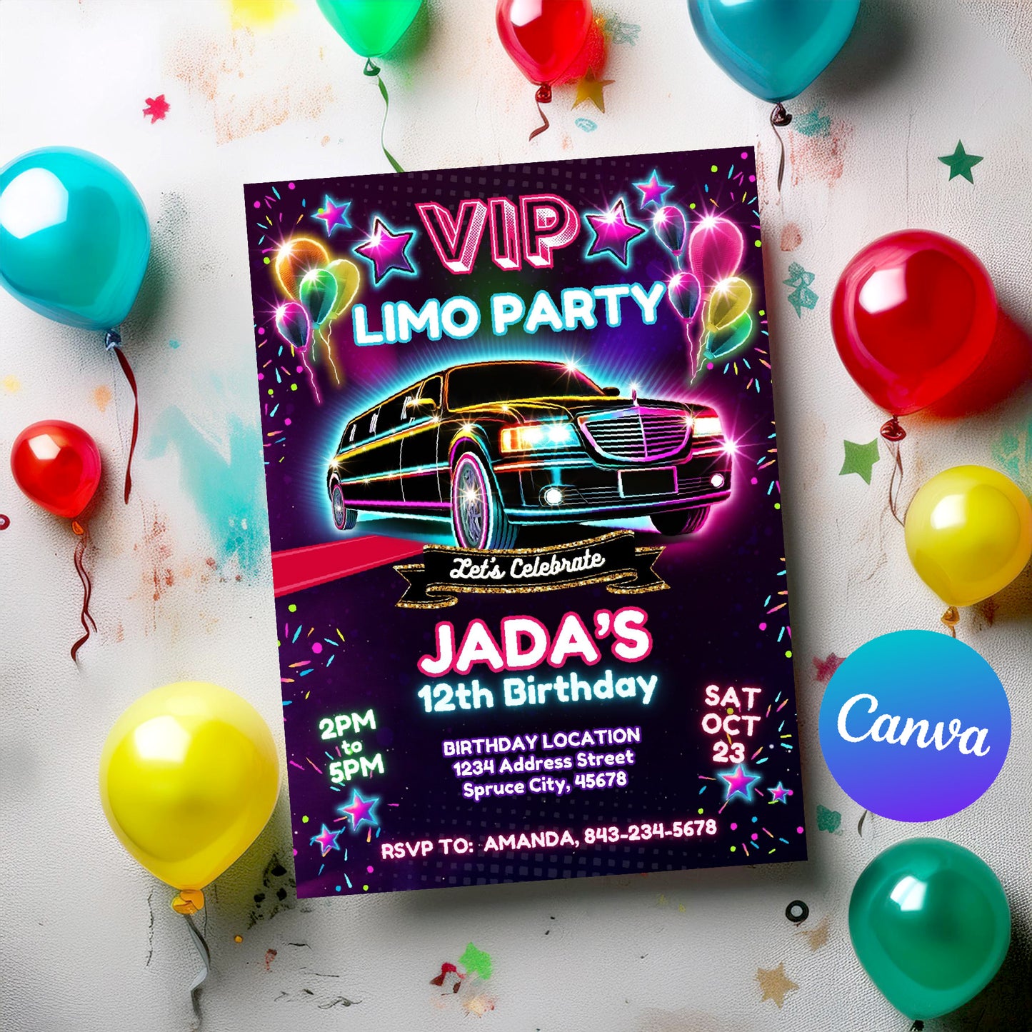 Limo Birthday Invitation | VIP Limo Party Invite