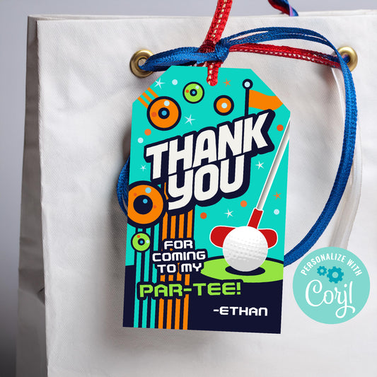 Mini golf birthday Thank You Tag