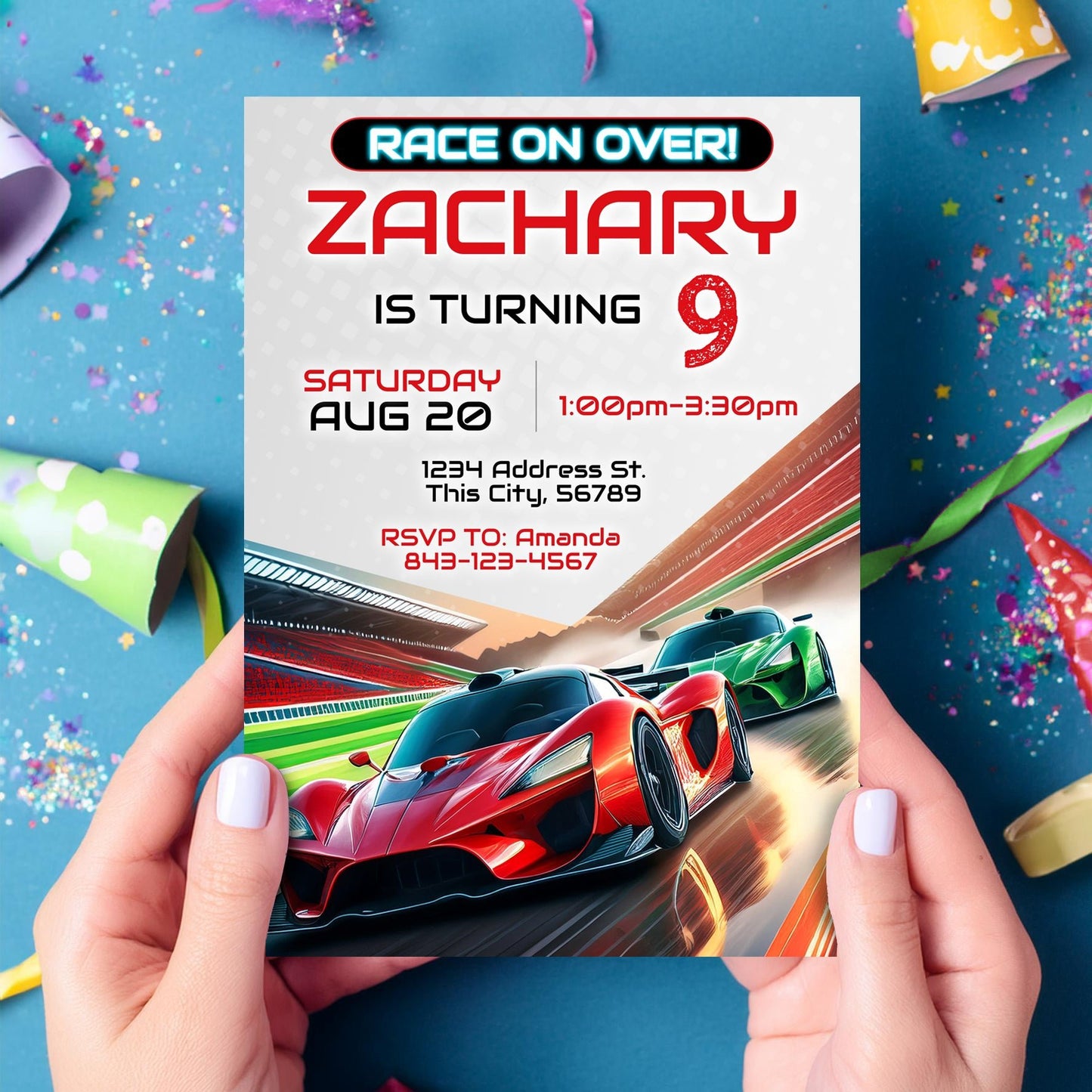 Race Car Birthday Invitation