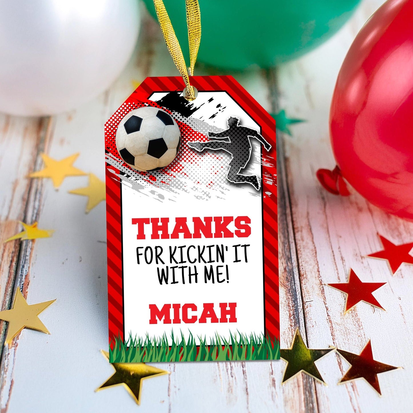 Soccer Thank You Tag Template RED | Printable Digital Download