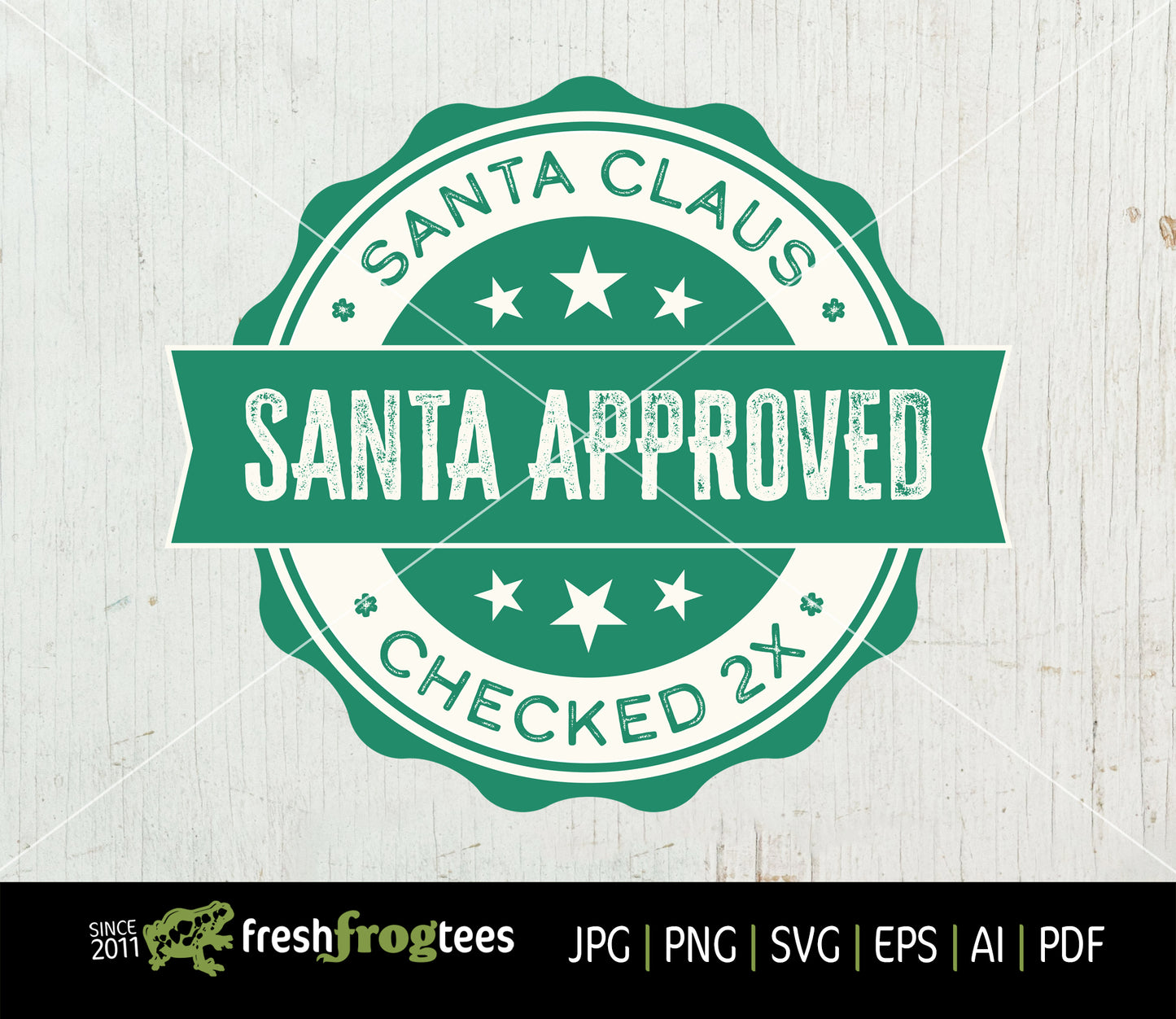 Green Santa Approved Stamp Label Clip Art | Festive Holiday Design