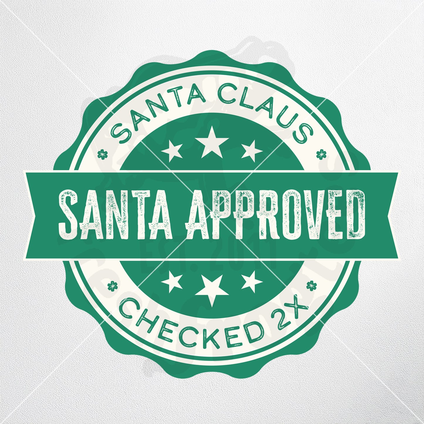 Green Santa Approved Stamp Label Clip Art | Festive Holiday Design