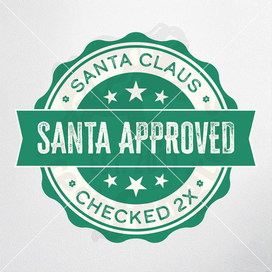 Green Santa Approved Stamp Label Clip Art | Festive Holiday Design