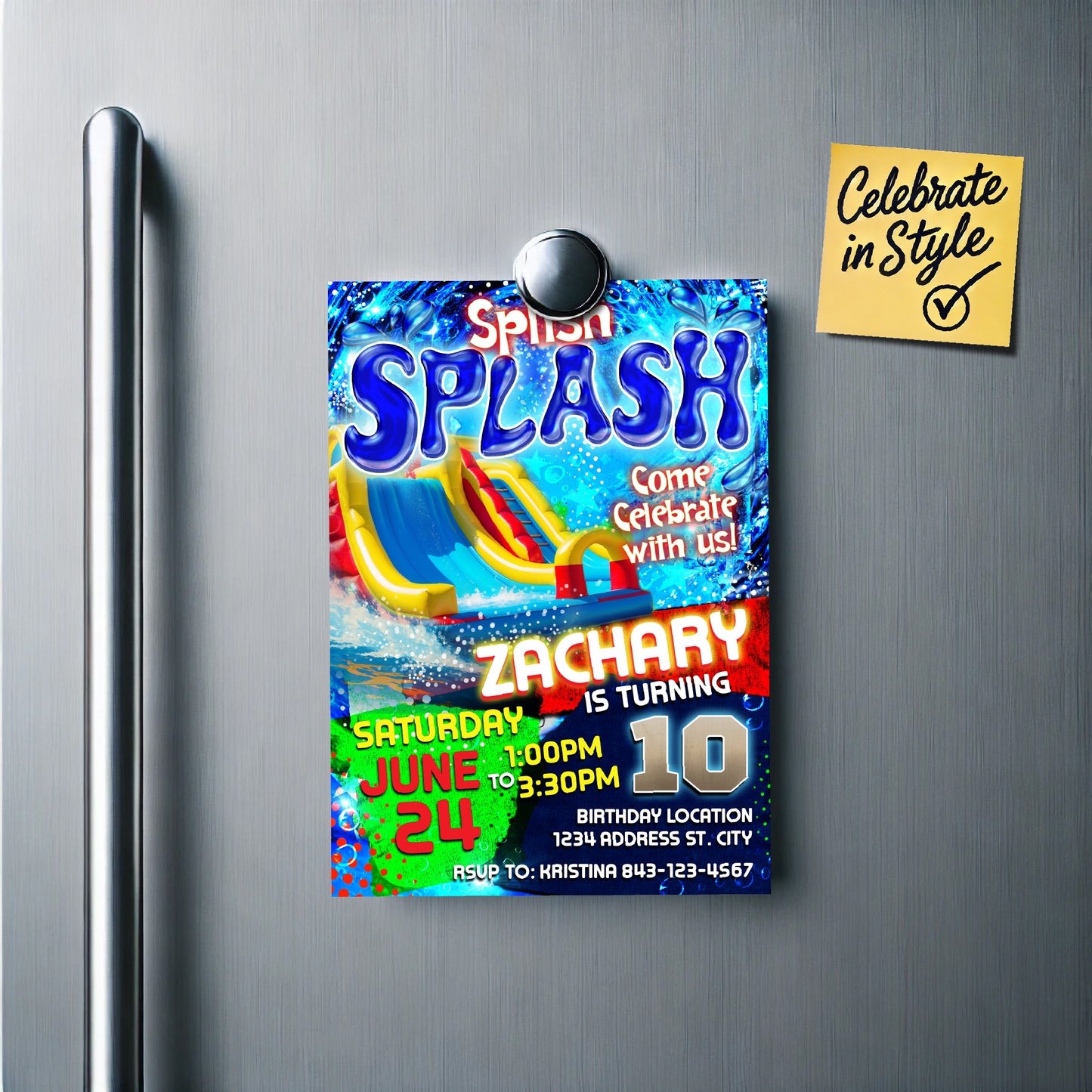 Waterslide Birthday Invitation Template