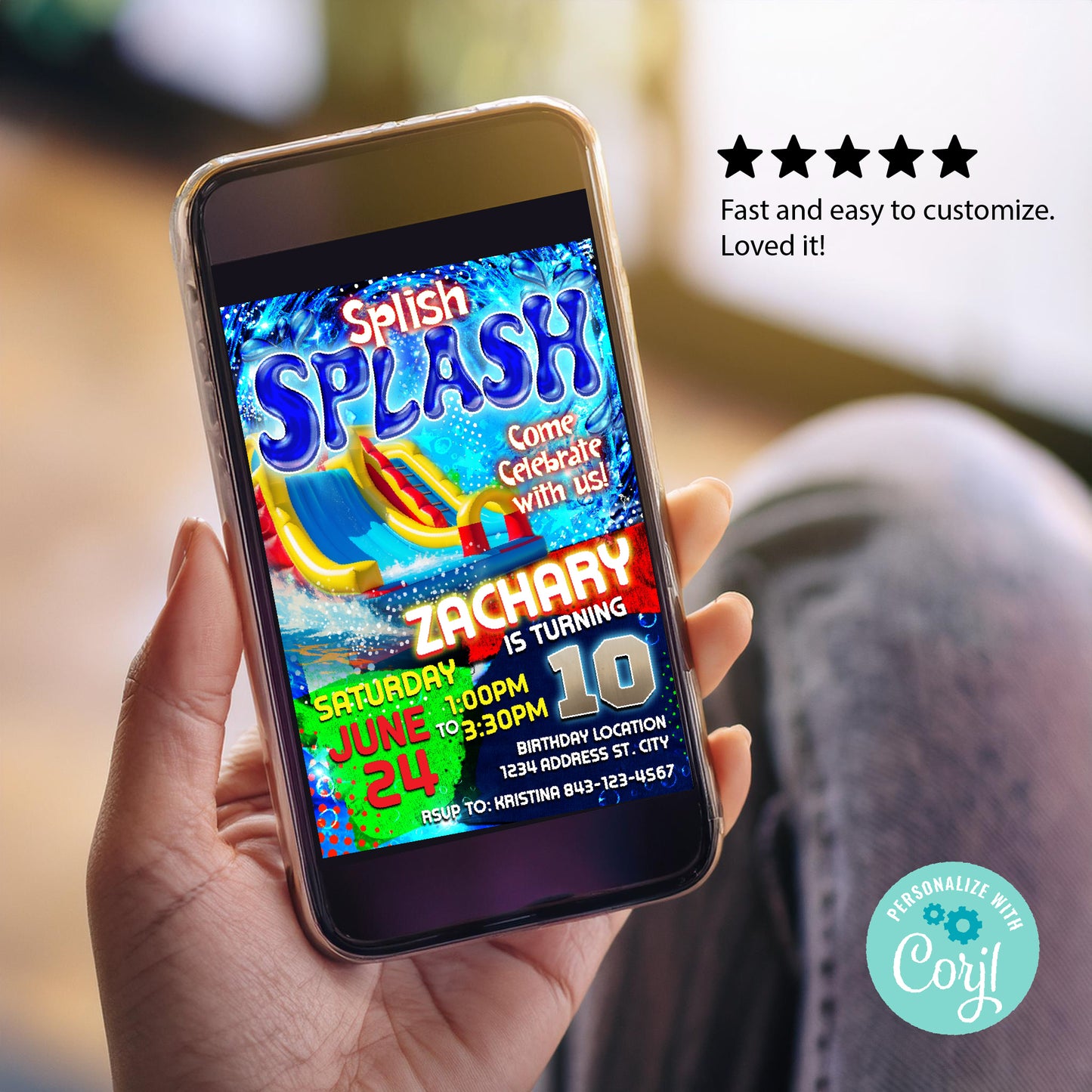 Waterslide Birthday Invitation Template
