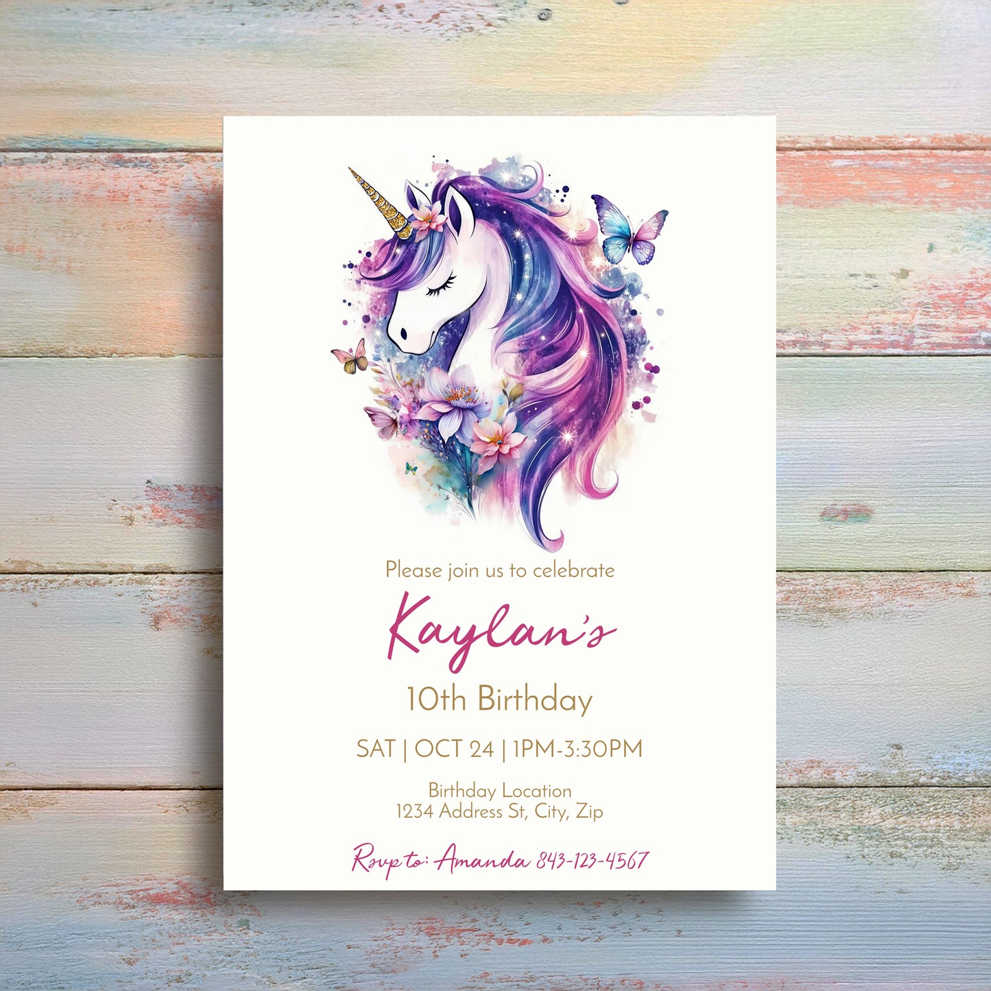 Unicorn Birthday Invitation