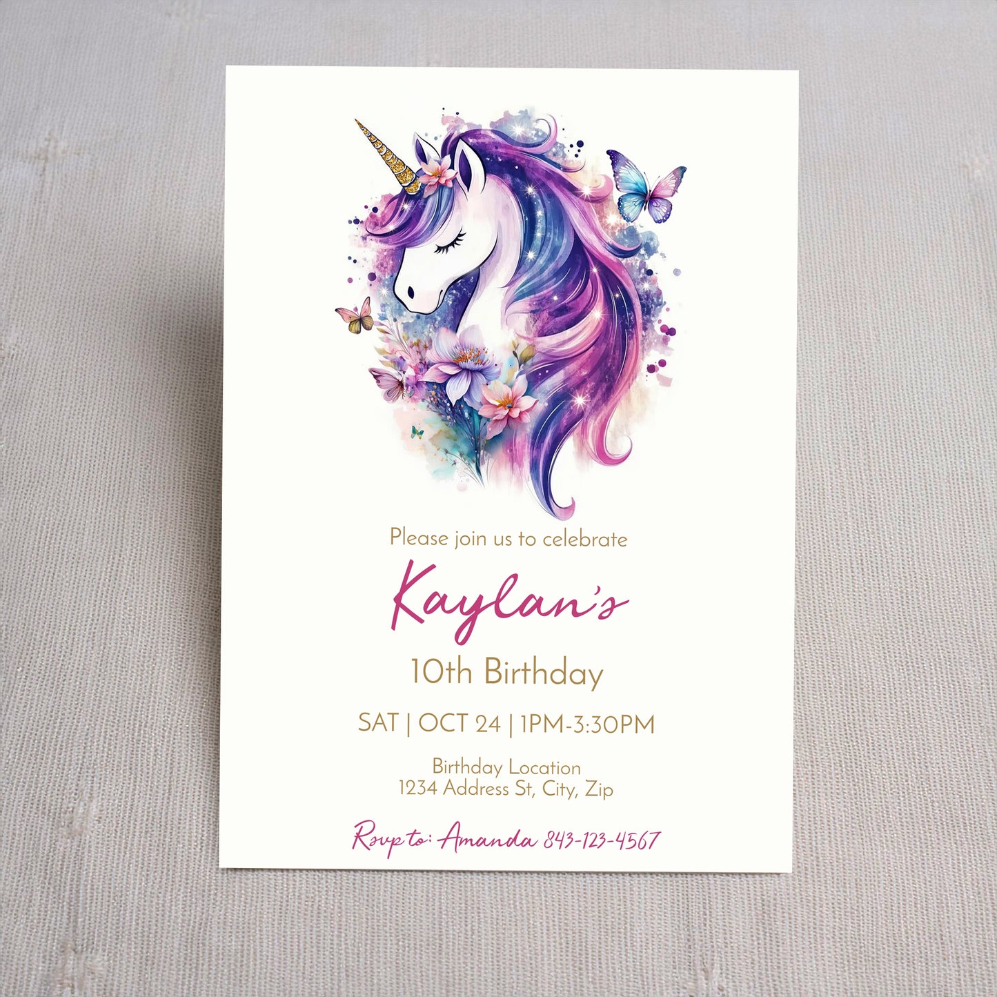 Unicorn Birthday Invitation