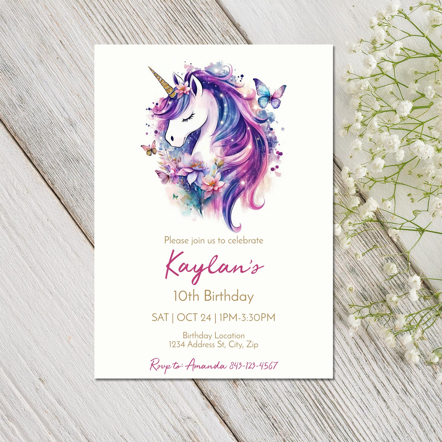 Unicorn Birthday Invitation