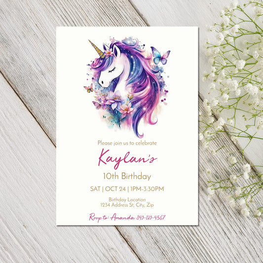 Unicorn Birthday Invitation