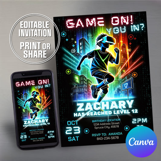 VR Birthday Invitation | Gaming Party Invite