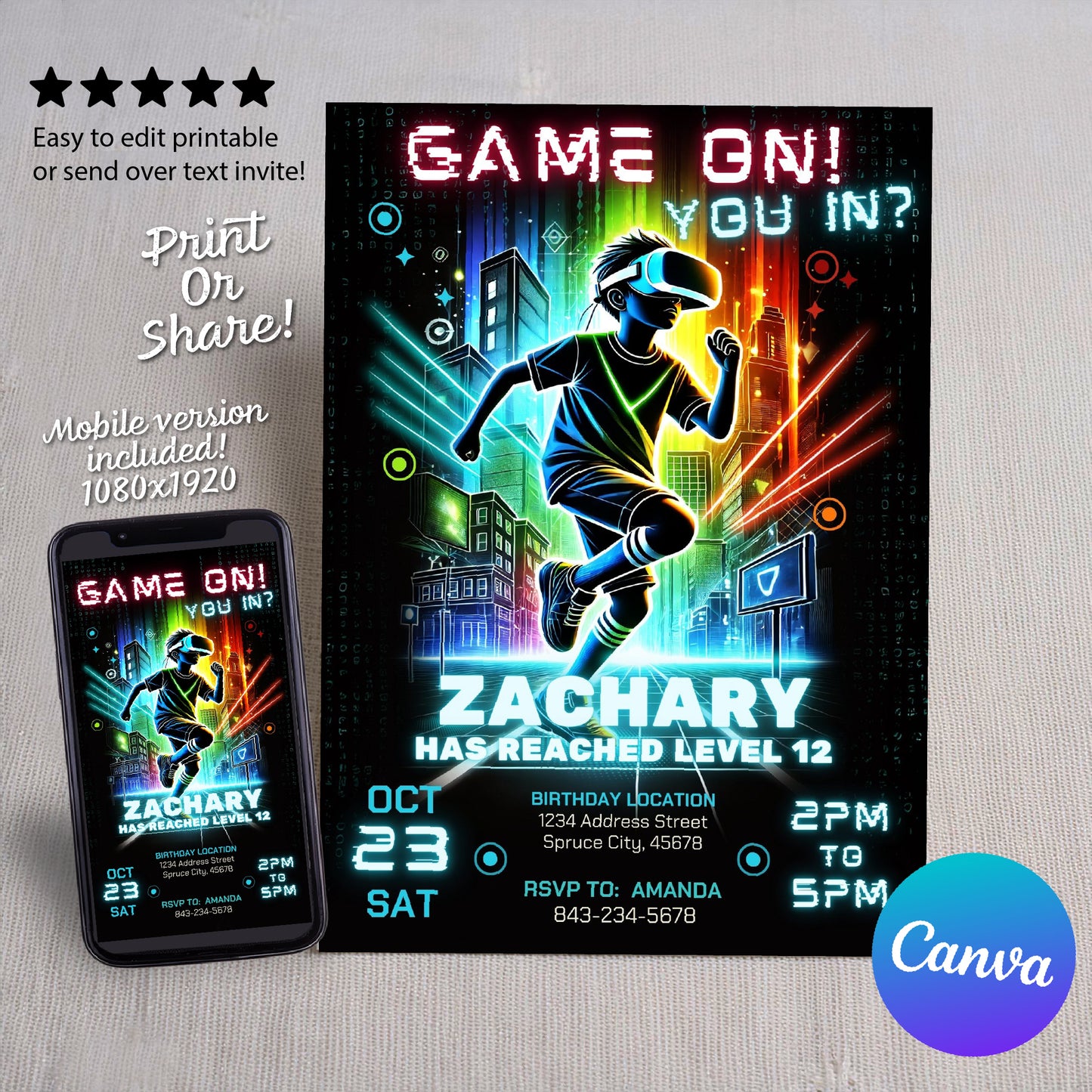 VR Birthday Invitation | Gaming Party Invite