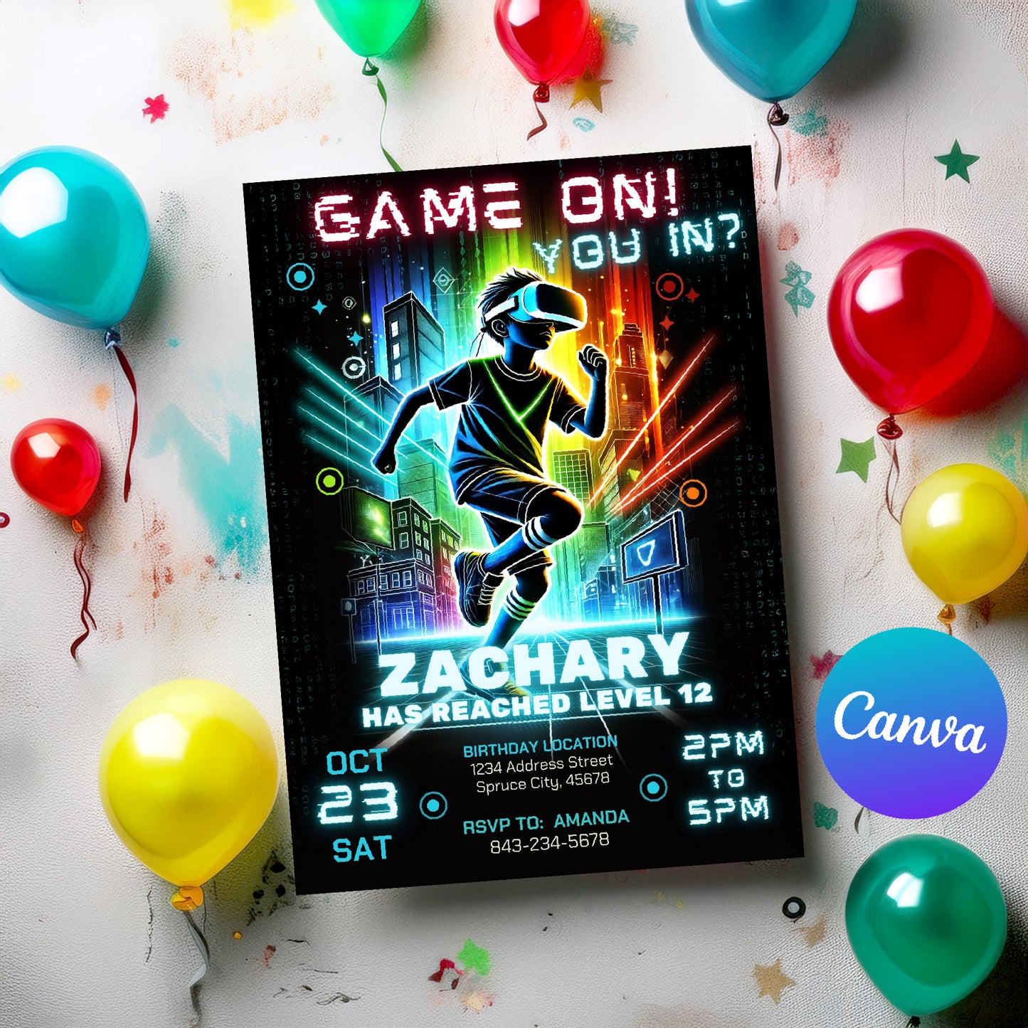 VR Birthday Invitation | Gaming Party Invite
