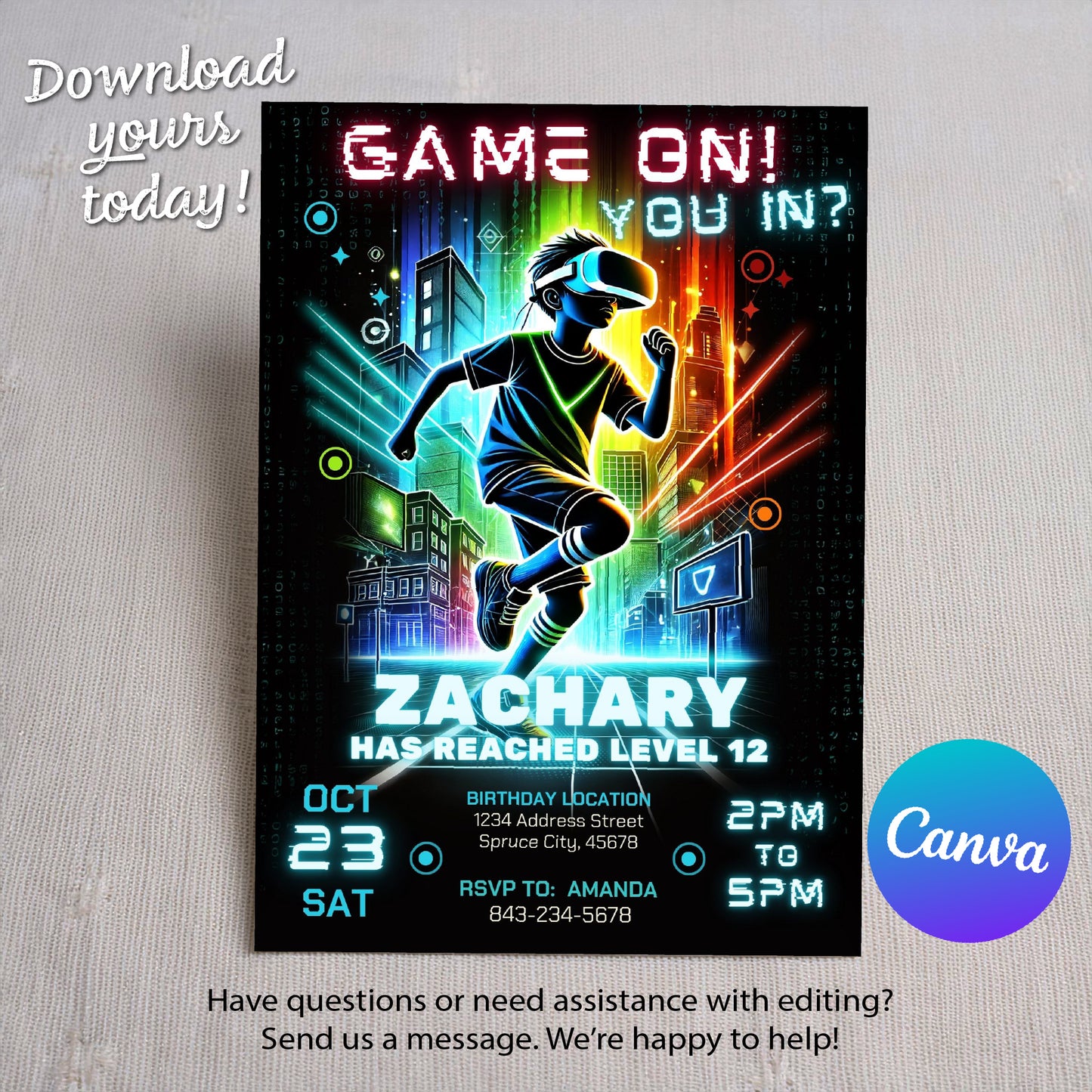VR Birthday Invitation | Gaming Party Invite