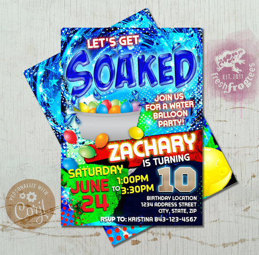 Water balloon birthday invite