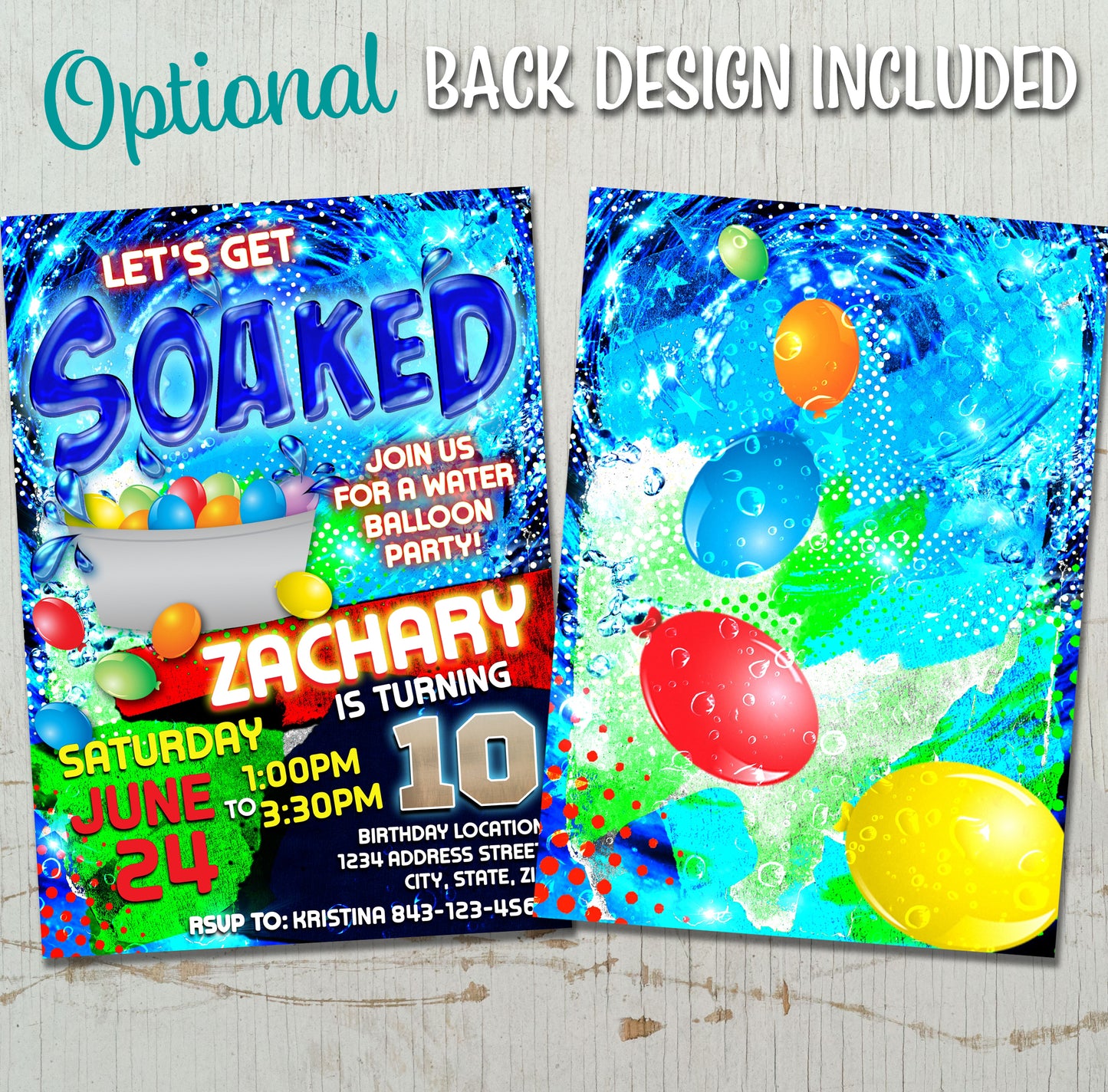 Fun Water Balloon Birthday Party Invitation Template