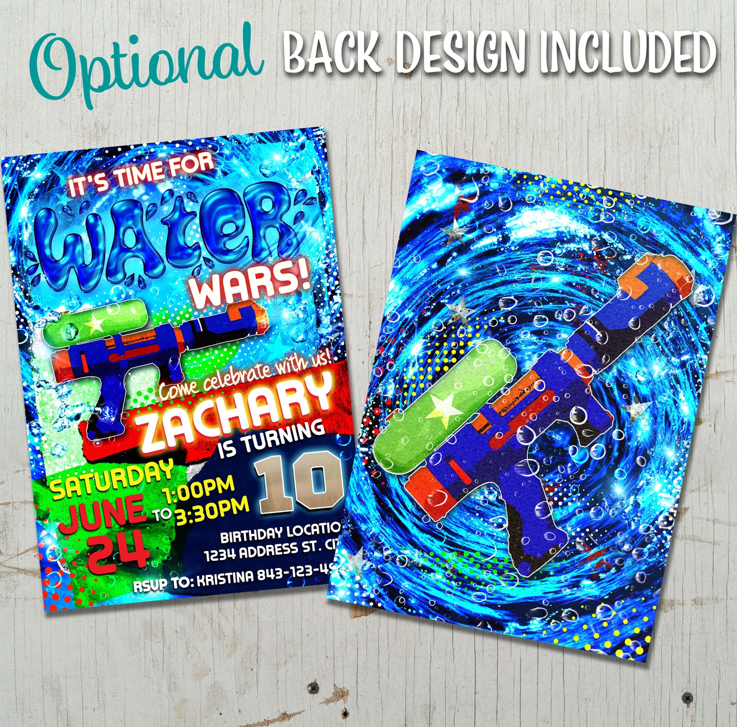 Water Gun Birthday Invitation Template | Customizable Splash Party Invite