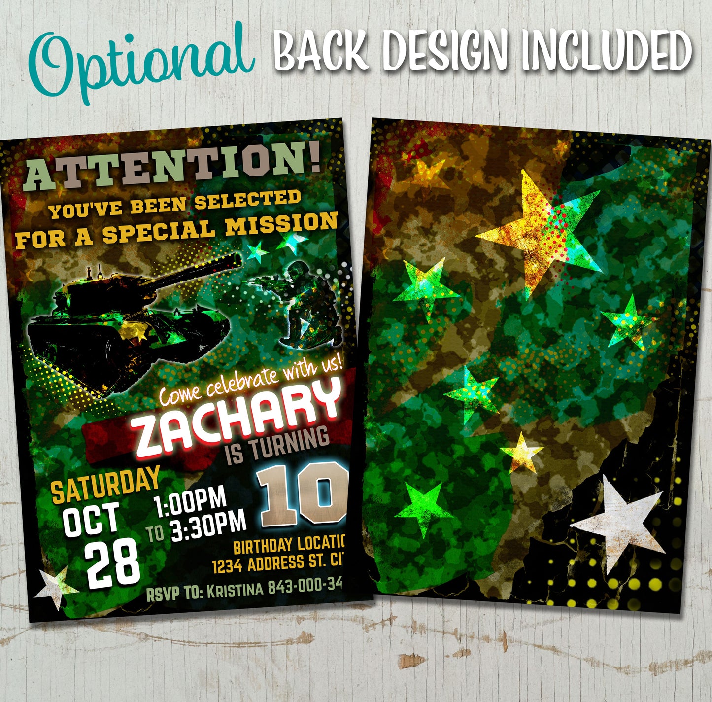 Army birthday invitation printable army party digital invite