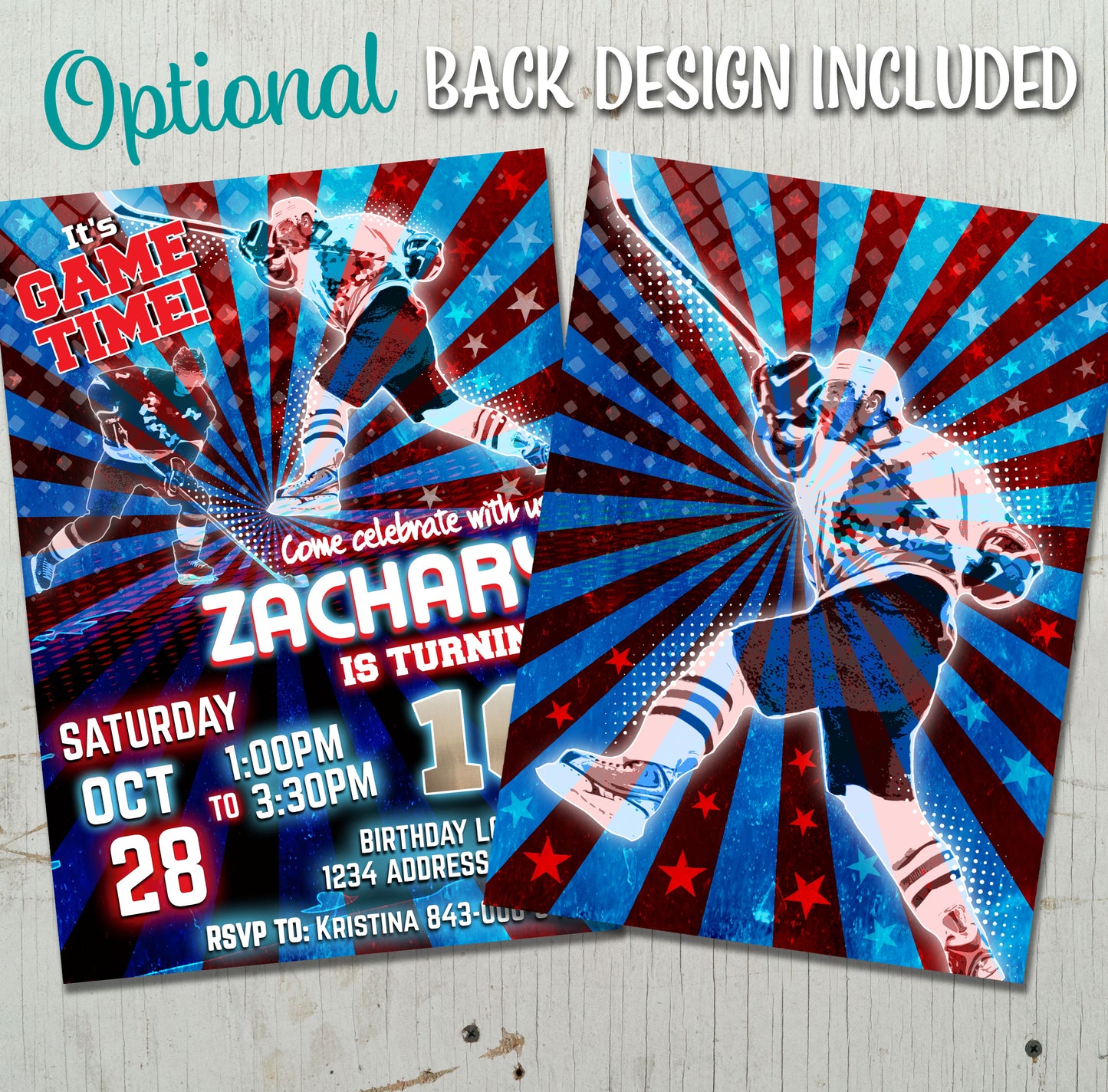 Hockey Birthday Invitation, Skating party invite