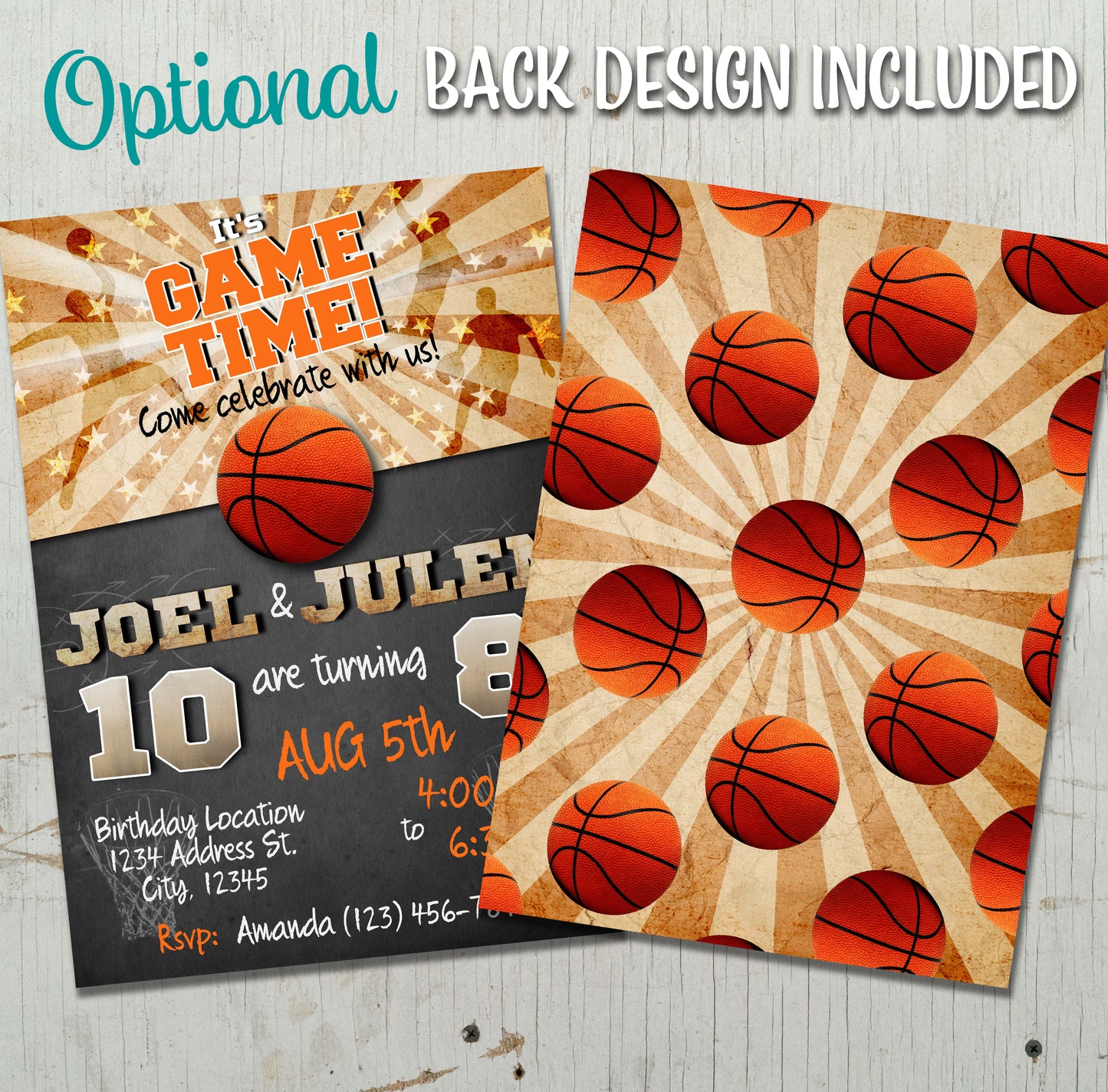 Basketball Birthday Party Invitation | Joint Sports birthday template