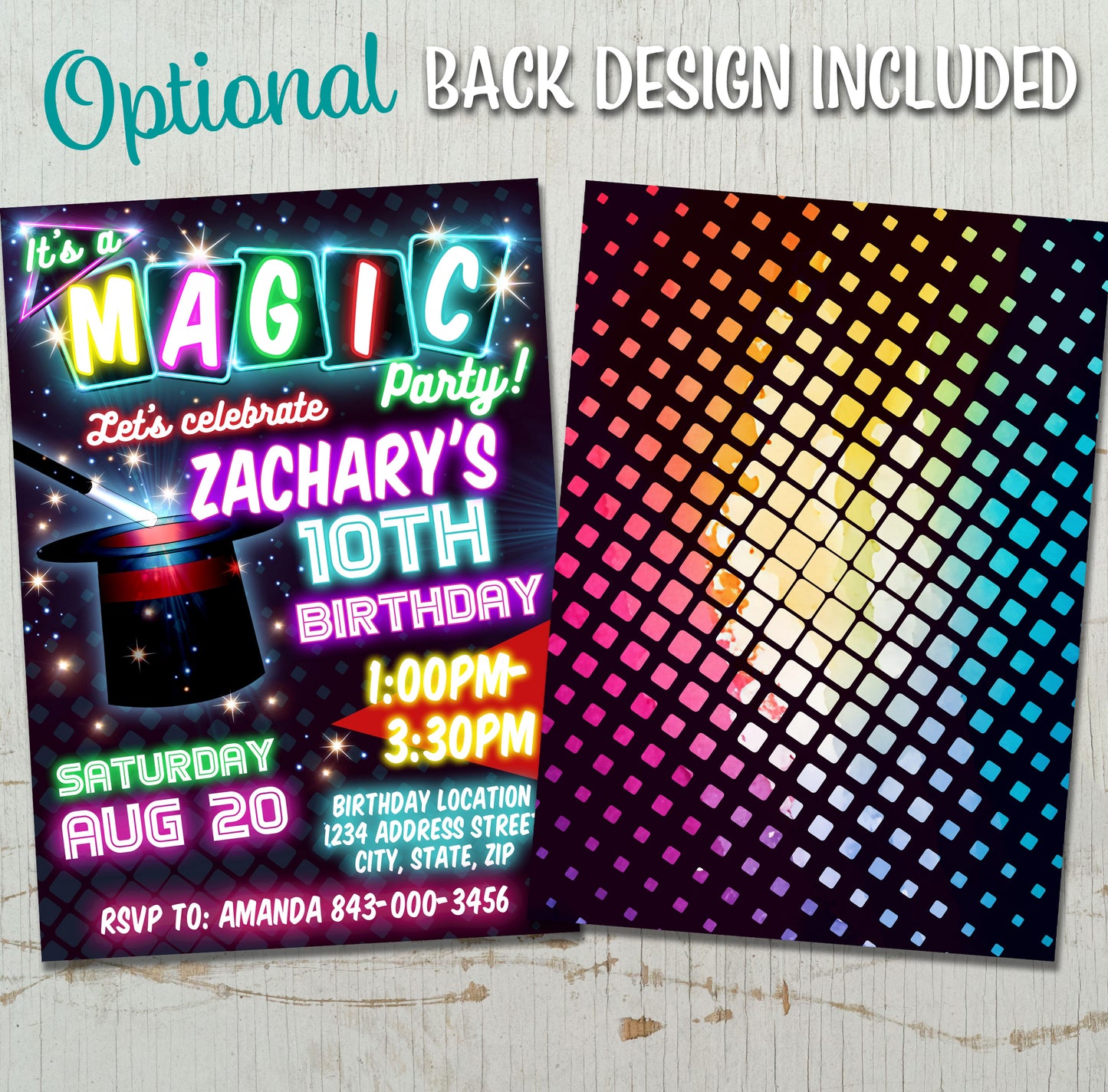 Magician birthday invitation template