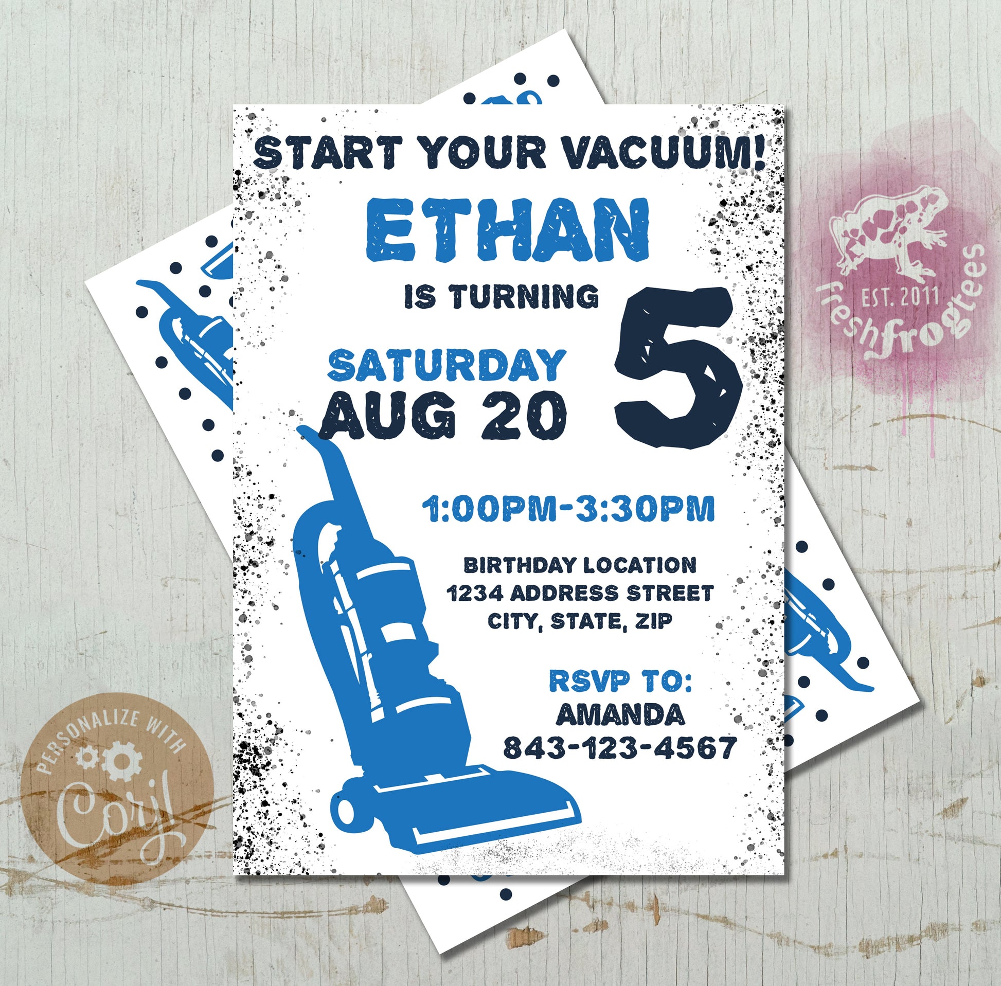 Vacuum birthday invitation