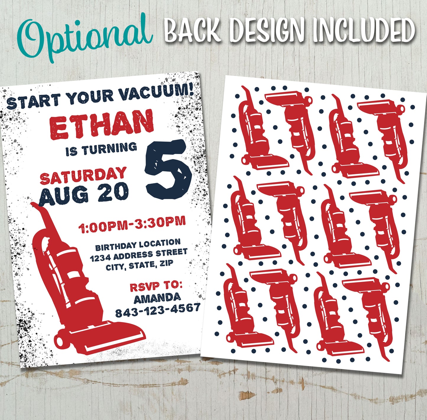 Vacuum Cleaner Birthday Invitation Template