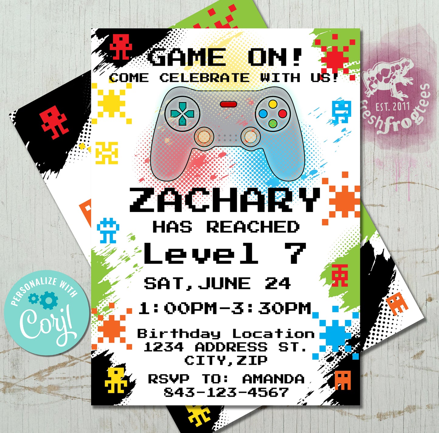 vintage video game birthday invite