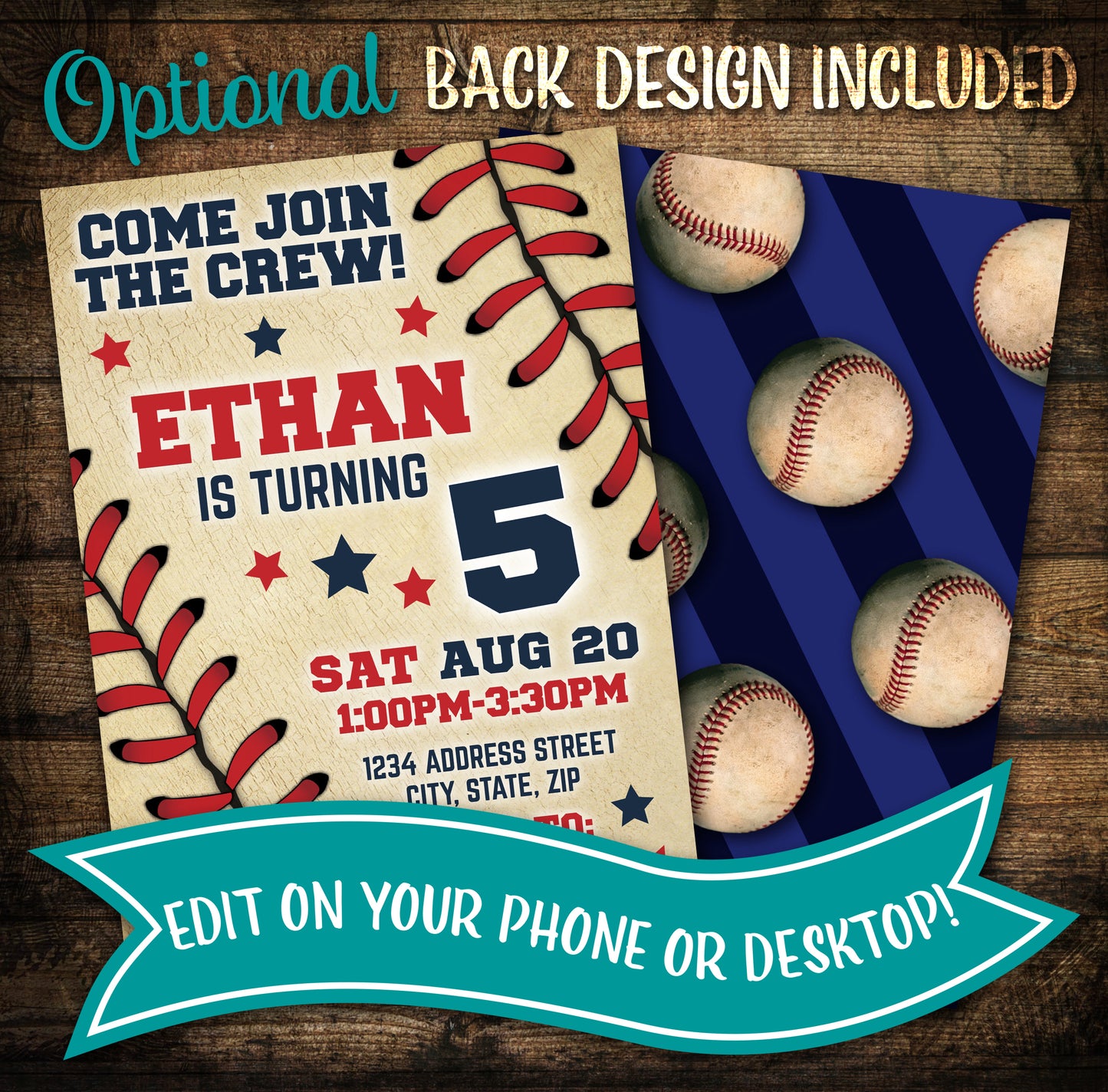 Baseball Invitation Birthday Party Editable RSVP