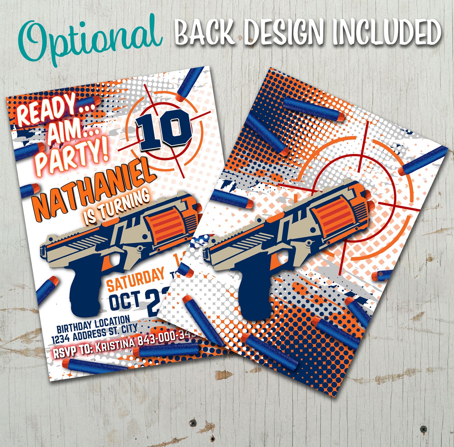 Dart gun birthday invitation editable digital invite - EASY EDIT!
