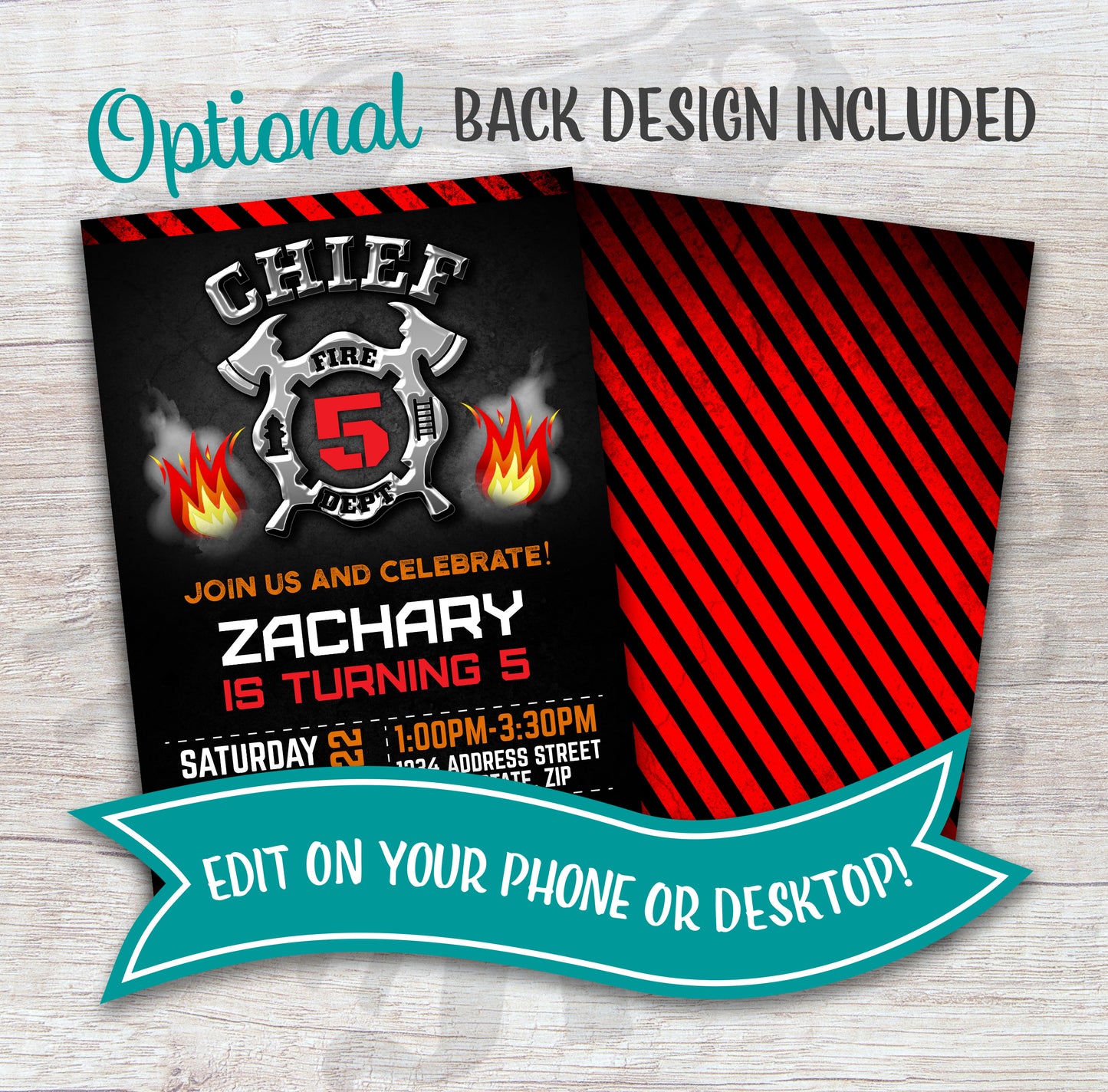 Firefighter Birthday Invitation Template