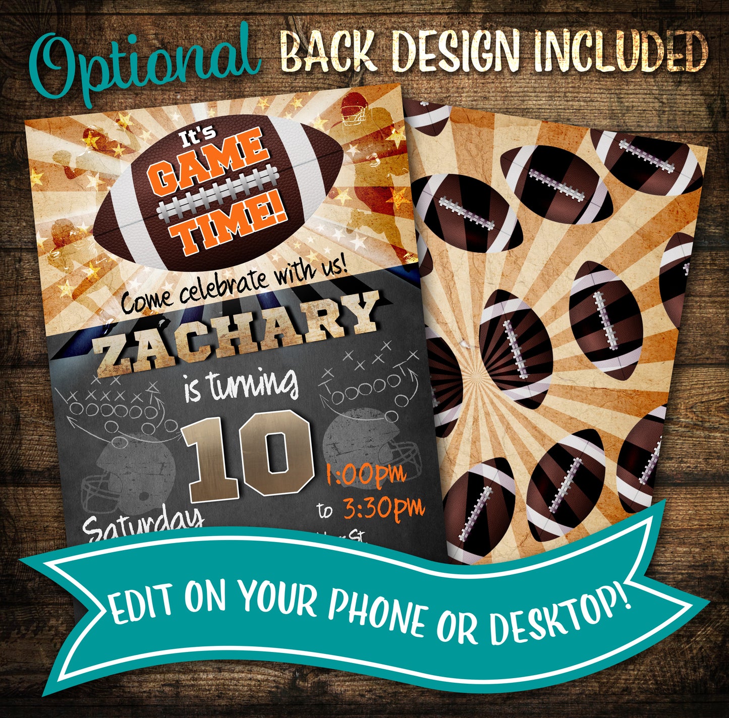 Football Birthday Invitation, Football birthday card