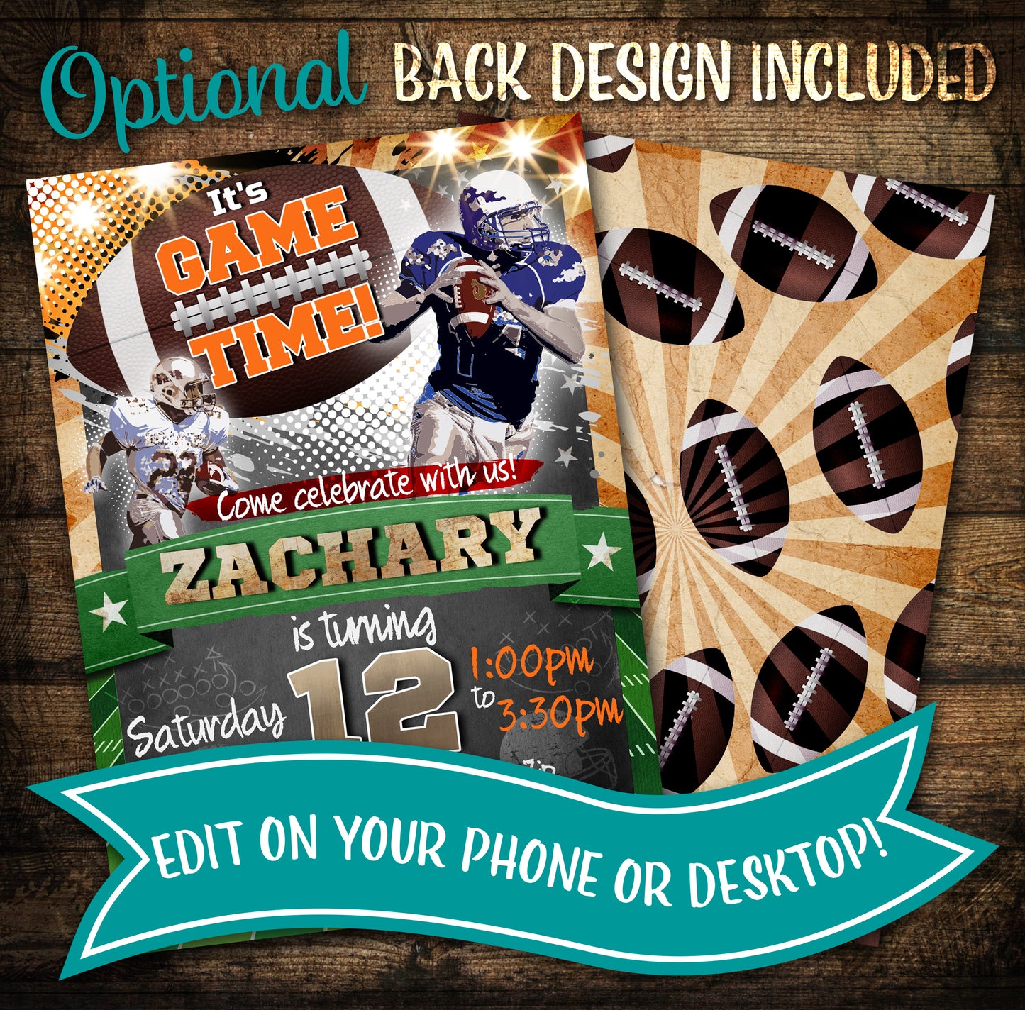 Football Birthday Party Invitation