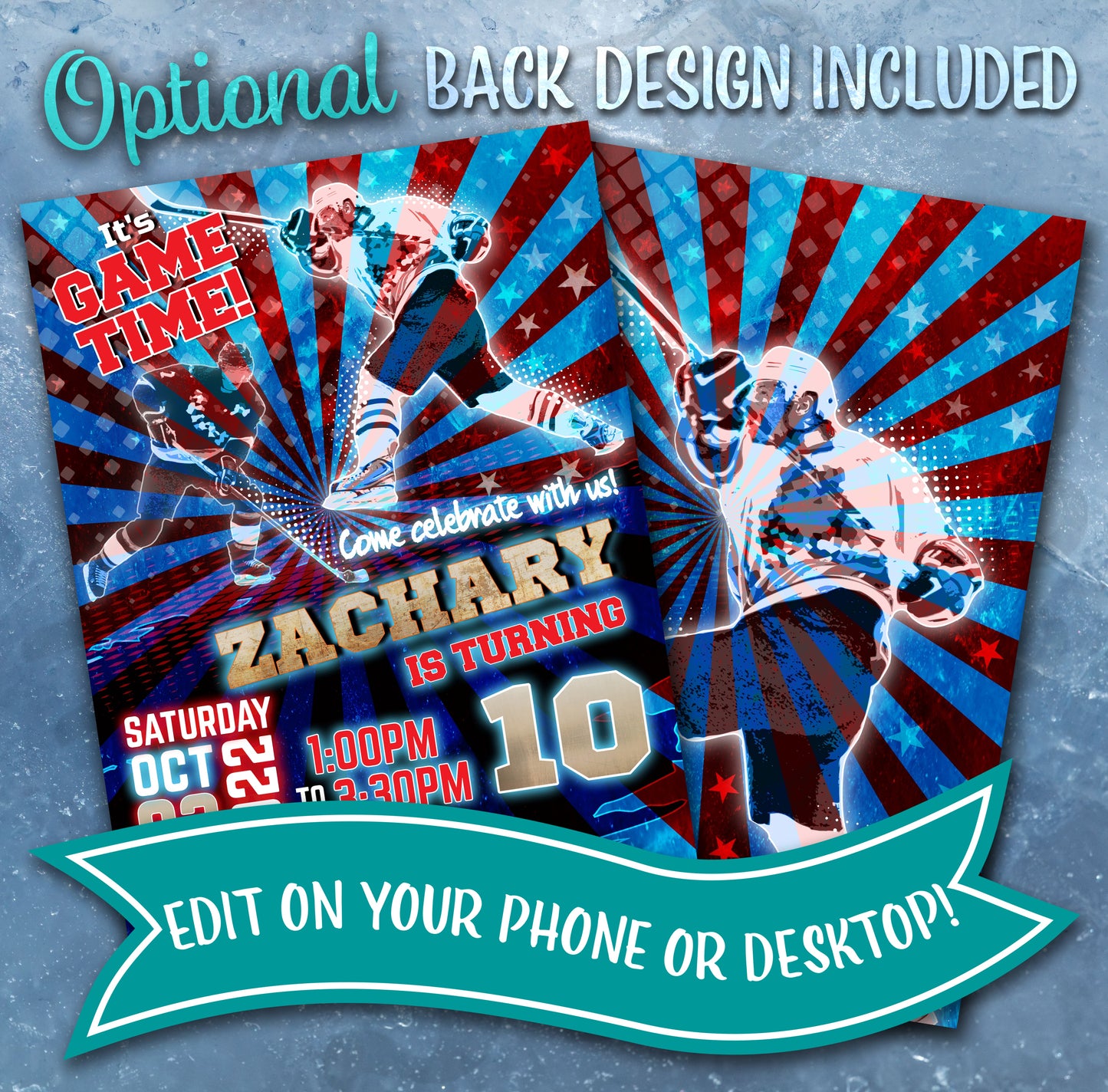 Hockey Birthday Invitation, Skating party invite