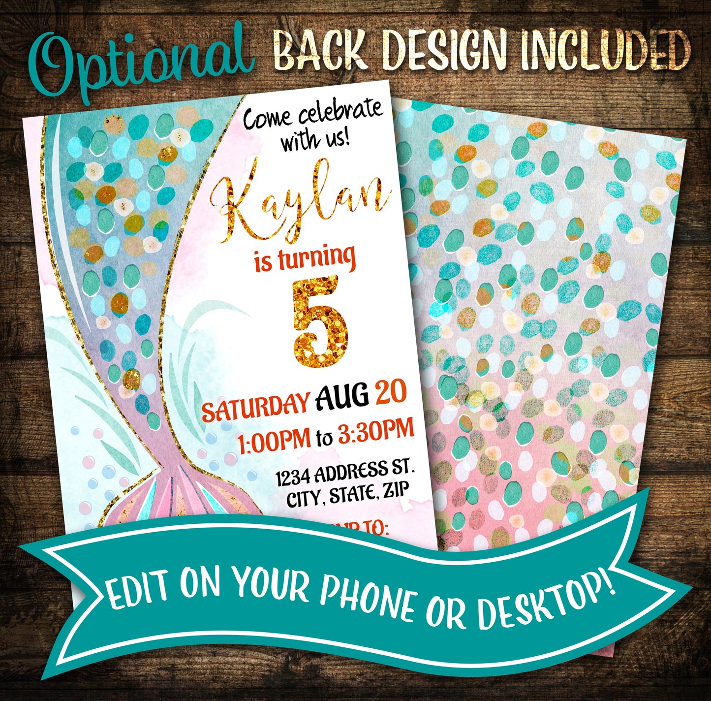Mermaid birthday invitation