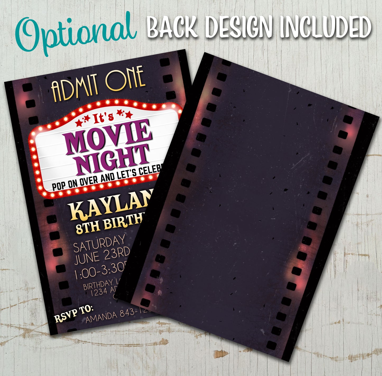 Movie Night Birthday Invitation Template | EASY EDIT!