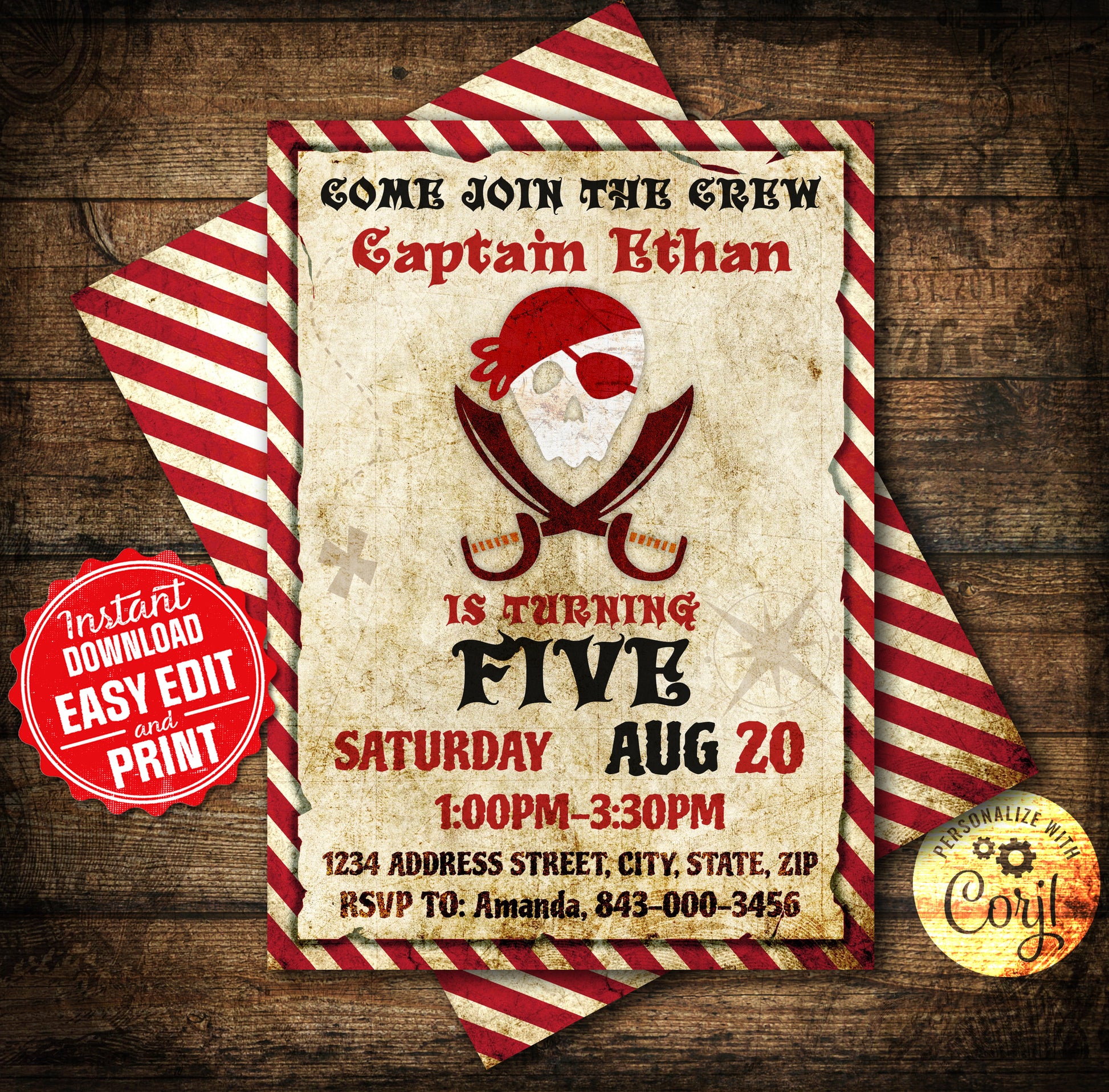 Pirate Birthday Invitation Template